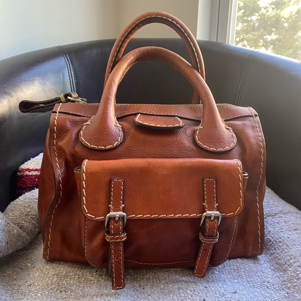 Authentic Chloe Brown Leather Medium Handbag/ Sat… - image 1